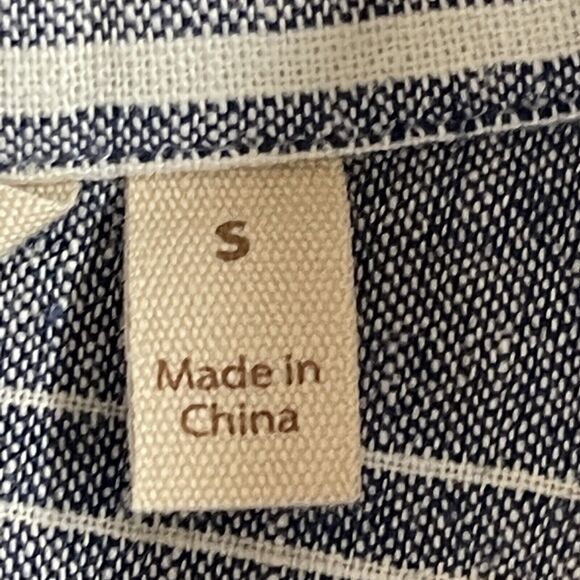 Soft Surroundings Button-Up Tunic Women Size S Blue Stripe Linen-Cotton Blend - Picture 4 of 15